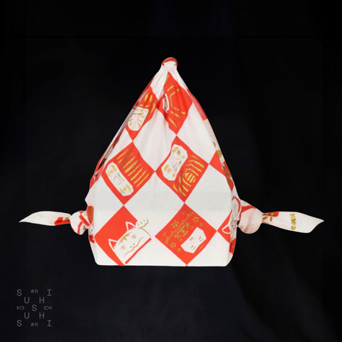 Furoshiki Cotton Wrap- Cochae Collab Lucky Cat & Daruma 70x70cm