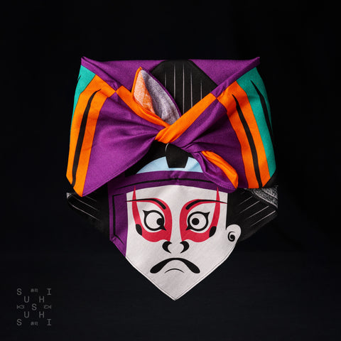 Furoshiki Cotton Wrap - Cochae Collab Red Kabuki 48x48cm