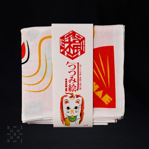Furoshiki Cotton Wrap - Cochae Collab Red Lucky Cat 48x48cm