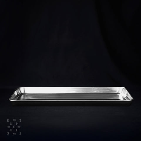 Single Japanese Stainless Steel Oven Pan / Service Tray on Black Background