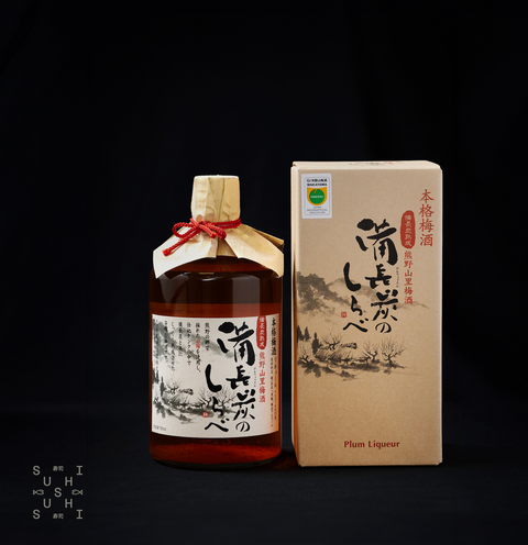 Bottle of Ozaki Binchotan-Filtered Umeshu 720ml next to its box