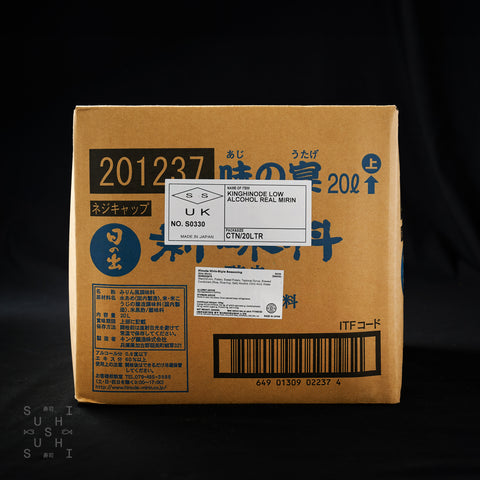 20L box of Honteri Mirin on a black background