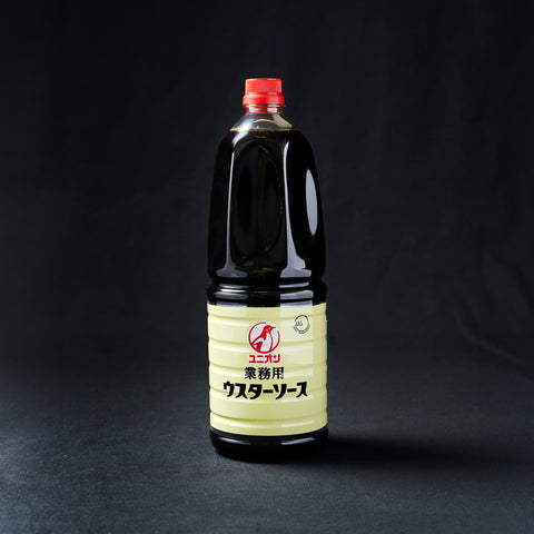 1.8L bottle of Otafuku Union, Worcester Sauce on a black background