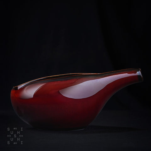 Urushi Lacquered Brown Ceramic Minoware Cold Sake Flask 220ml