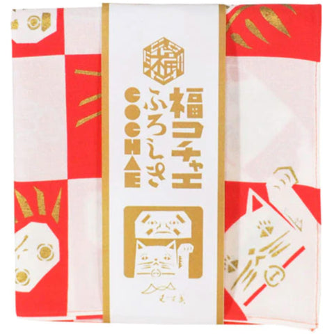 Furoshiki Cotton Wrap- Cochae Collab Lucky Cat & Daruma 70x70cm