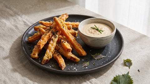 Japanese-inspired sweet potato fries with ponzu aioli