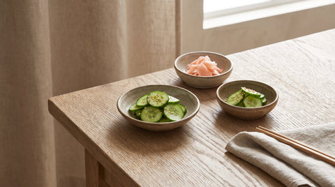 Japanese pickled cucumbers and pickled pink ginger