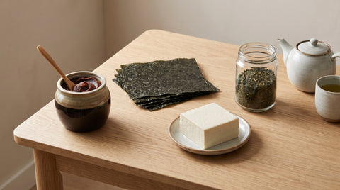 Assortment of healthy Japanese pantry staples