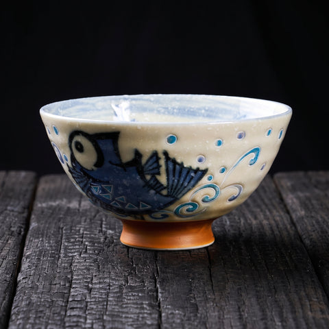 Kanekyu Seito Rice Bowl Blue Tai 125mm