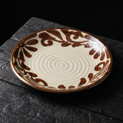 Mino Ware, Ryukyu Rust Arabesque Plate, 265x33mm