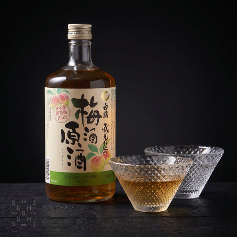 Umeshu Starter Hamper — Hakutsuru Umeshu Genshu 720ml with two cut-glass ochoko sake cups