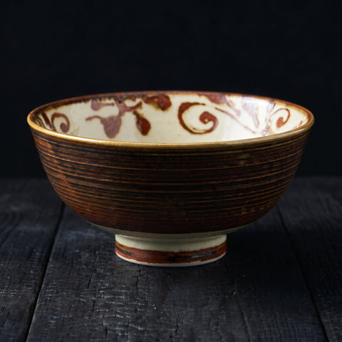 Mino Ware, Ryukyu Rust Arabesque Shallow Rice Bowl, 118x55mm
