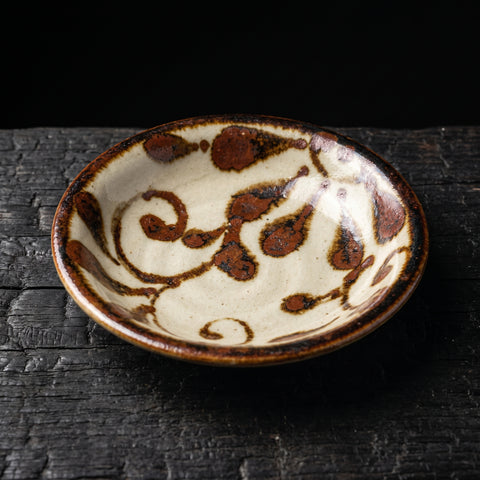 Mino Ware, Ryukyu Rust Arabesque Plate, 95x22mm