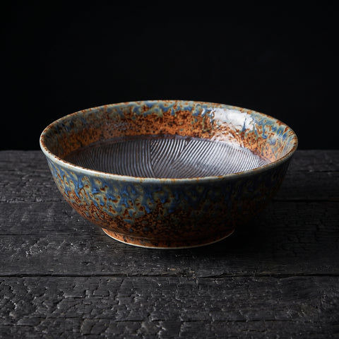 Mino Ware, Indigo Drip Bowl, 166x58mm