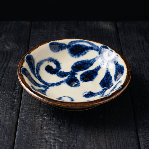 Mino Ware, Ryukyu Lapis Arabesque Plate, 95x22mm