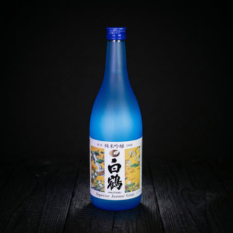 Hakutsuru Superior Junmai Ginjo sake poured in a glass