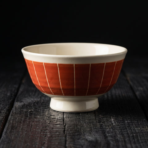 Mino Ware, Obi-Tokusa Red Shallow Rice Bowl, 110x60mm
