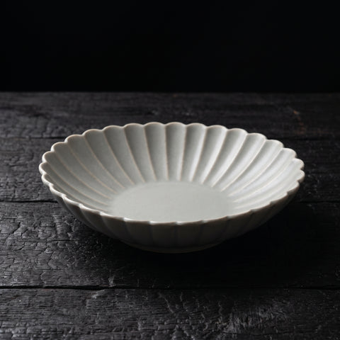 Mino Ware, Matte Grey Daisy Boat-Shape Dish, 113x68x34mm