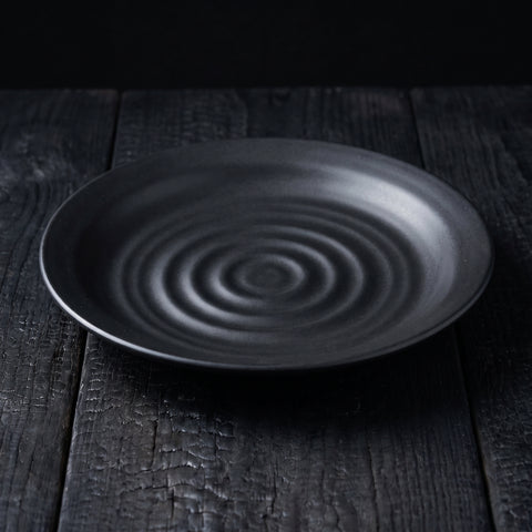 Mino Ware, Black Matte Plate, 190x26mm