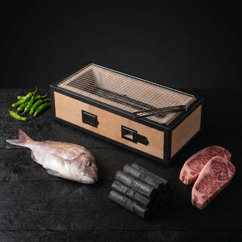 XL Deep Japanese konro charcoal grill, 700 x 350mm robata and yakitori BBQ