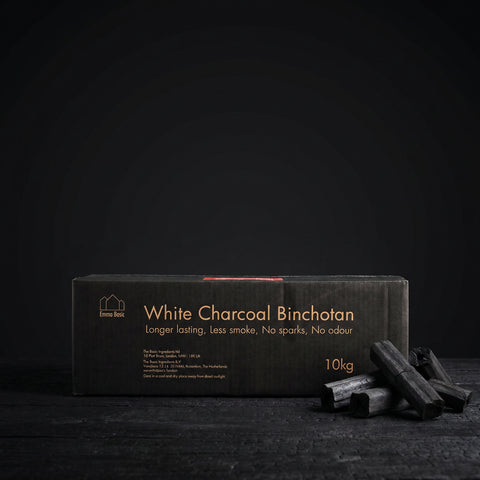 White binchotan charcoal briquettes, 10kg, Japanese grilling charcoal for konro