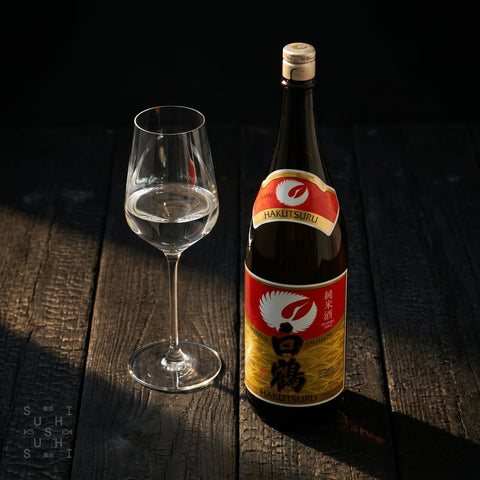 Hakutsuru Excellent Junmai sake 1800ml bottle, back label detail
