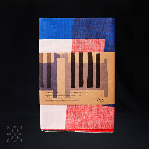Furoshiki Cotton Wrap - Blue/Red Horse 100x100cm