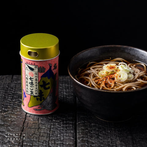 Yawataya, Umeboshi & Chilli Furikake, 60g, with a bowl of soba