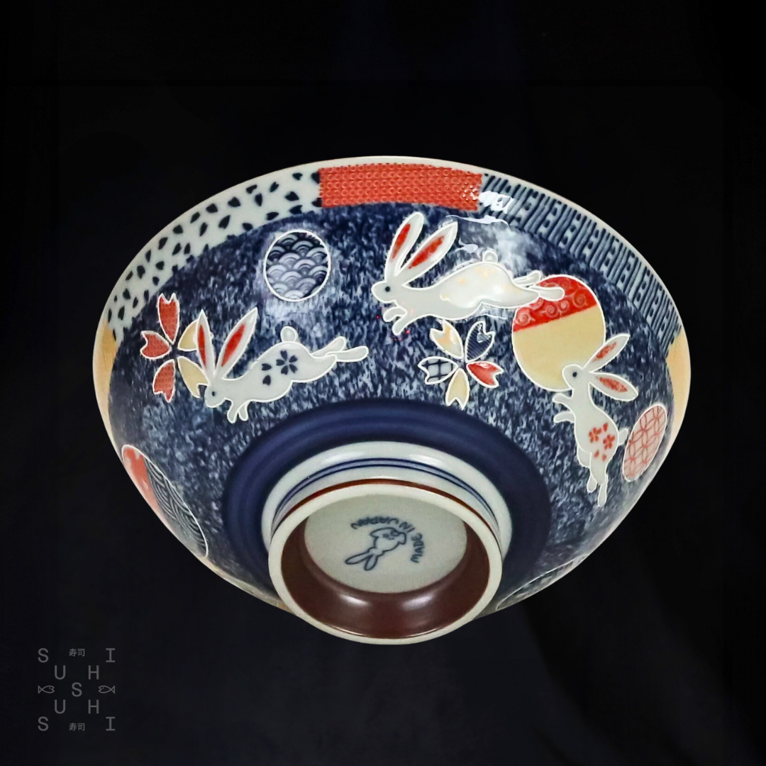 Japanese Rabbit Bowl Jumping Hare Rice Bowl, 14cm | Japanese Cermaics – SushiSushi