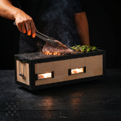 Large Japanese konro charcoal grill, 540mm, robata and yakitori BBQ