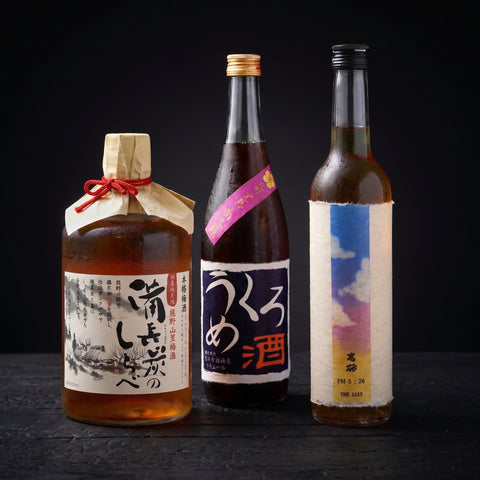 Ultimate Umeshu Hamper — Ozaki Binchotan-filtered umeshu 720ml, Yoshimura Kokuto umeshu 720ml and Takasago 5:26pm umeshu 500ml