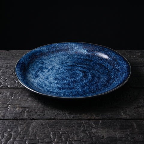 Mino Ware, Blue-Navy Kiln-Change Plate, 192x27mm