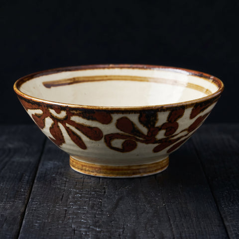 Mino Ware, Ryukyu Rust Arabesque Soba Bowl, 1080ml