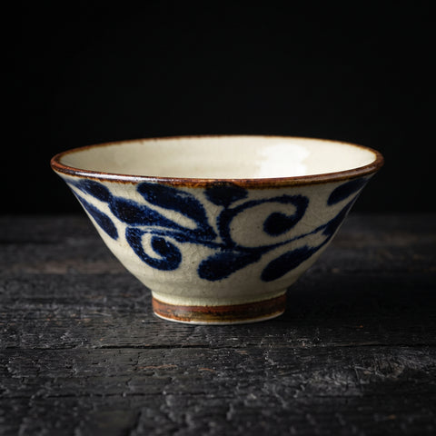 Mino Ware, Ryukyu Lapis Arabesque Rice Bowl, 150x70mm