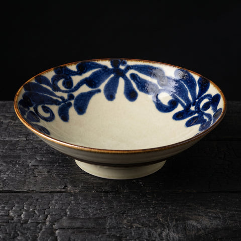 Mino Ware, Ryukyu Lapis Arabesque Noodle Bowl, 240x75mm