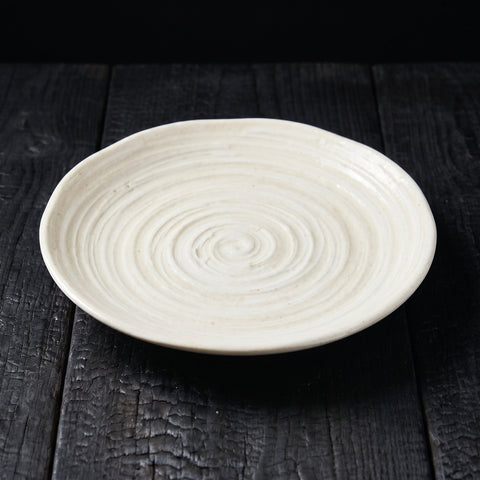 Mino Ware, Kohiki White-Slip Swirl Plate, 165x18mm