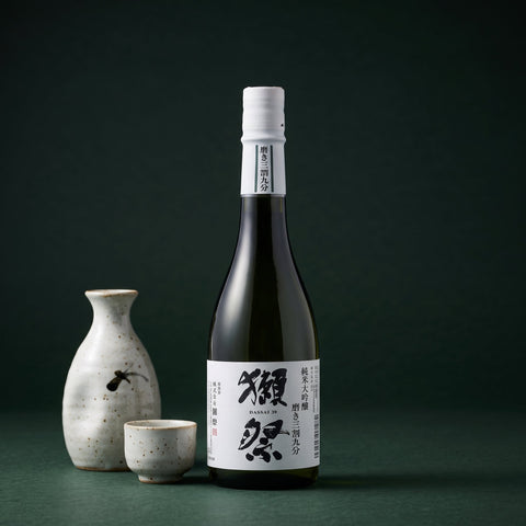 Dassai 39 Junmai Daiginjo sake bottle with tokkuri and ochoko, traditional serve