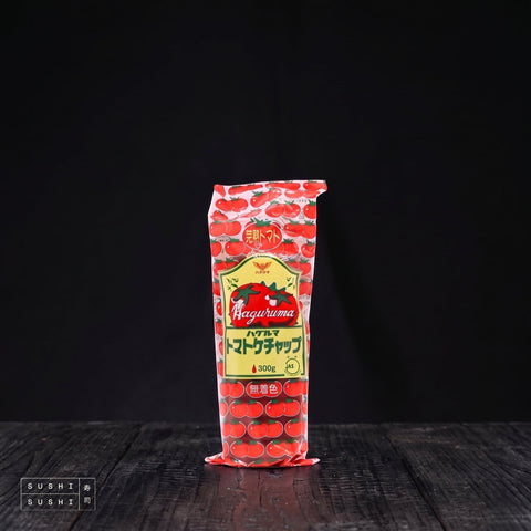 Haguruma, Japanese Ketchup, 500g, squeeze bottle on charred shou sugi ban wood