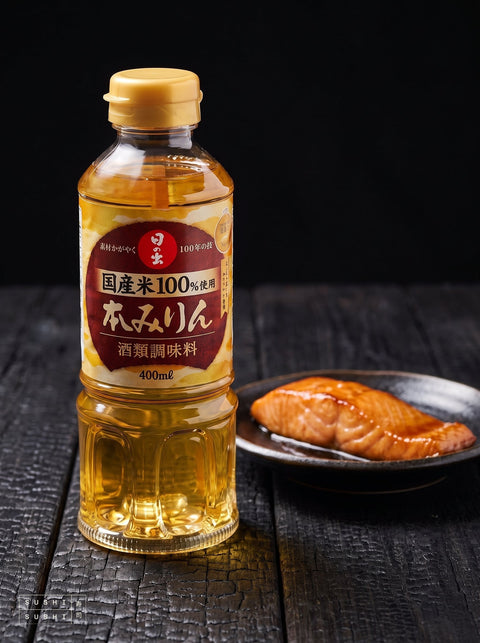 Hinode, Hon Mirin, 400ml, with mirin-glazed salmon