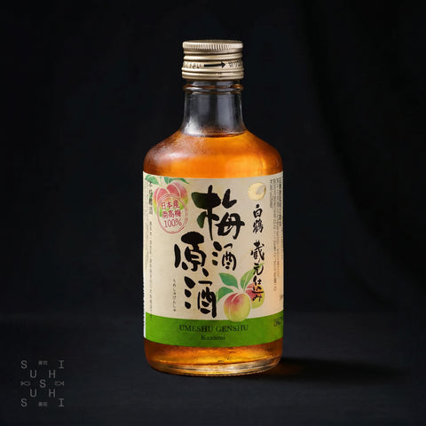 Hakutsuru Umeshu Genshu plum liqueur served over ice