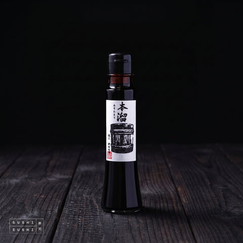 Noda, Miso Liquor Soy Sauce, 100ml, bottle on charred shou sugi ban wood