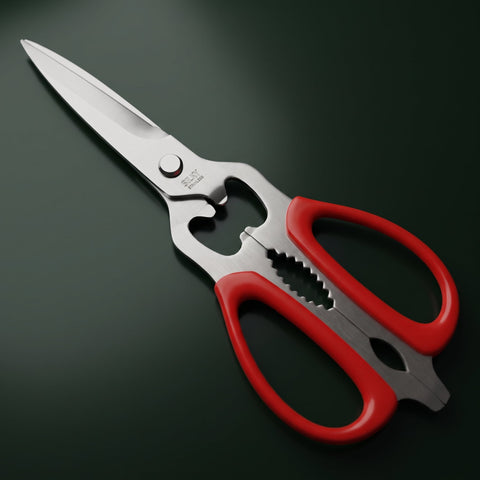 Silky NKS-215 kitchen scissors red handle, hero front view