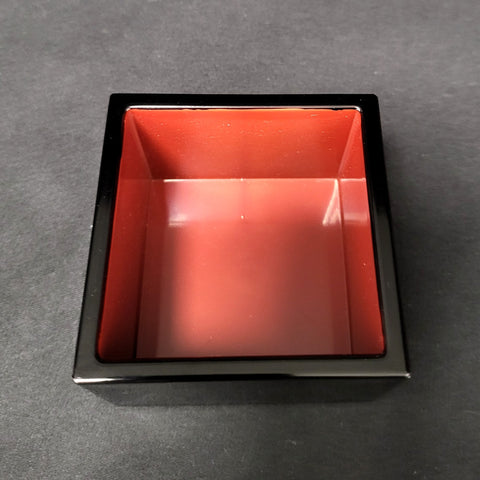 Masu sake cup seen from above, vermilion interior