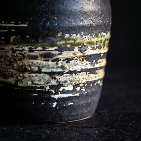 Black rustic ceramic cup for green tea and sake